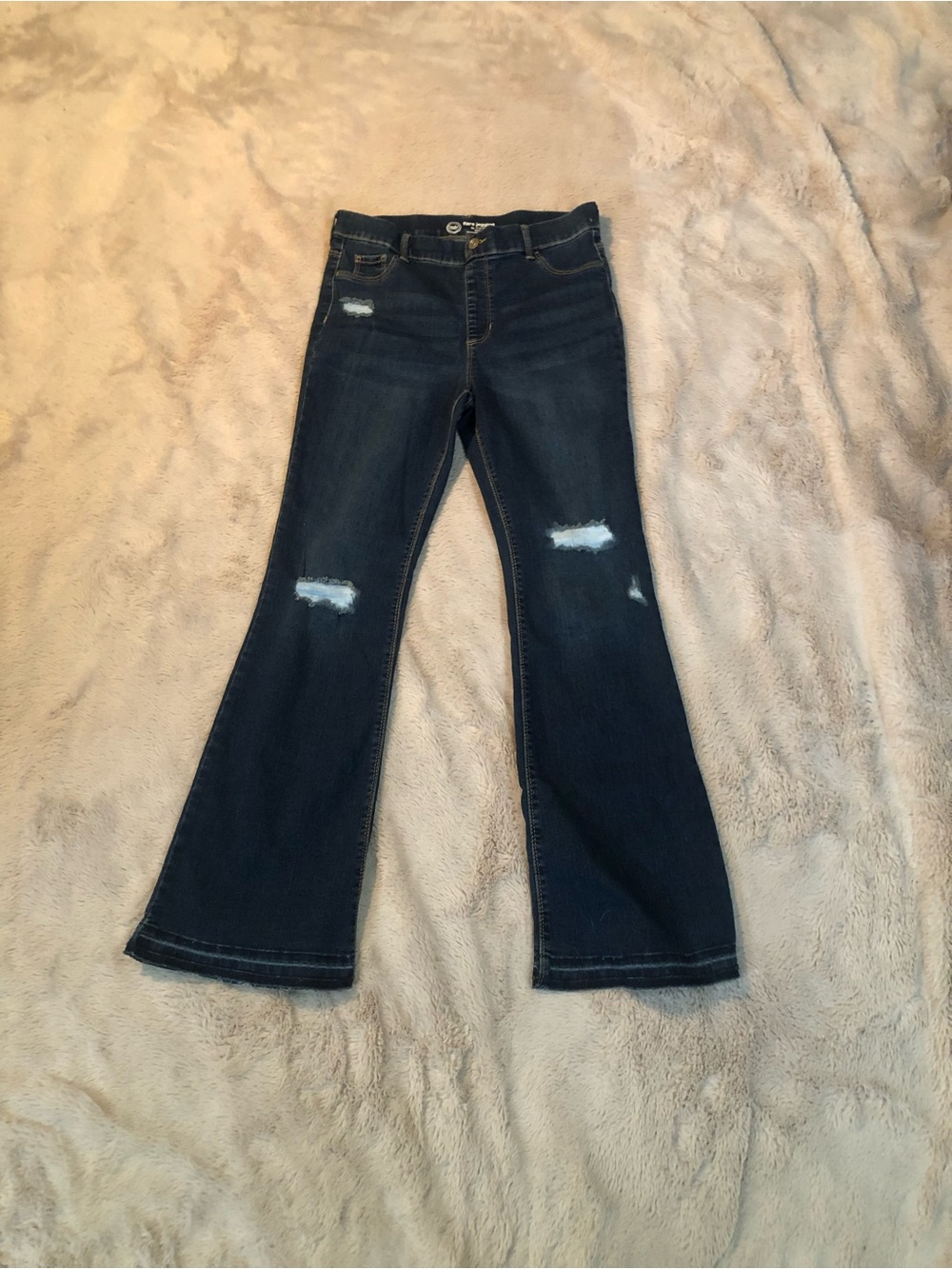 WONDER NATION Girls XL 14-16 Blue Denim Distressed Flare Jeggings
